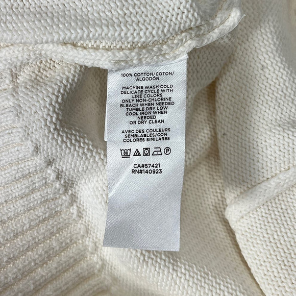 Loft Women's Medium Sweater Ivory Open Knit Sleeves - Picture 3 of 7